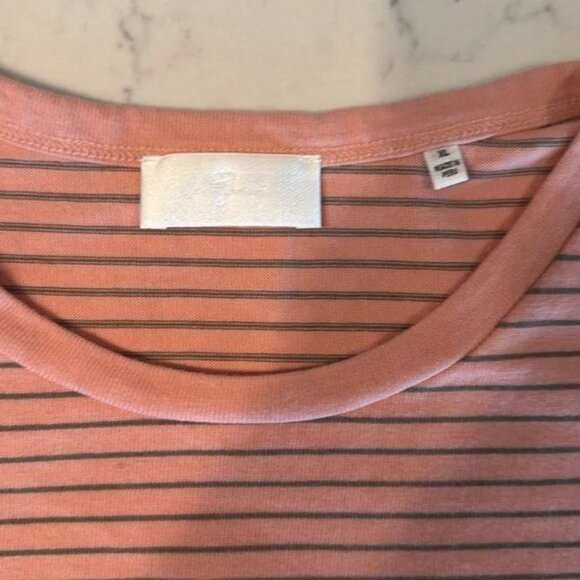 7 For All Mankind Salmon & Grey Striped Sweater - Size XL - Picture 4 of 5